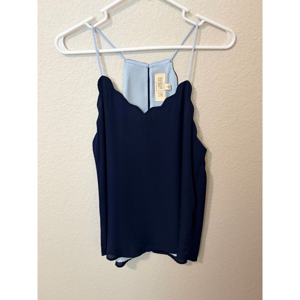 Sweet Wanderer Navy Scalloped Keyhole Tank Size Small